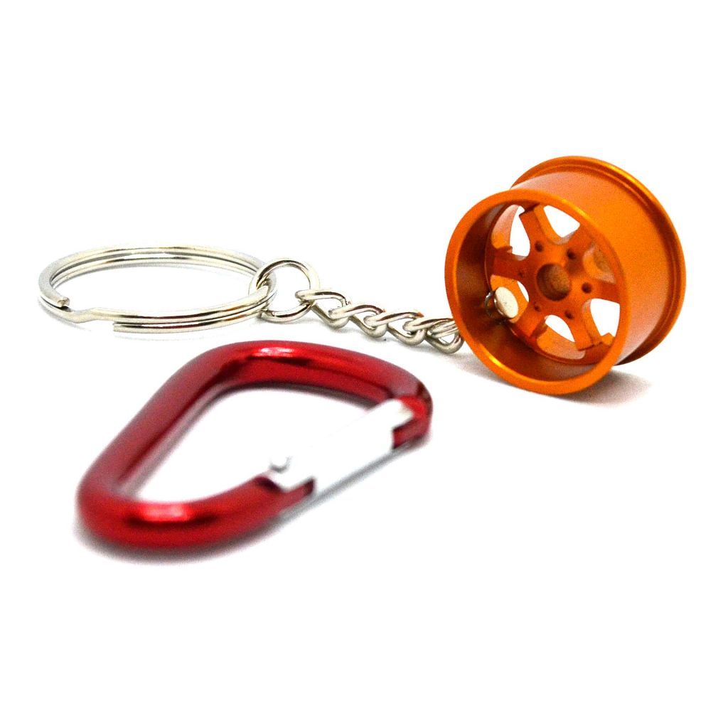 WHEEL-SHAPED DISC WITH CARABIN - ORANGE
