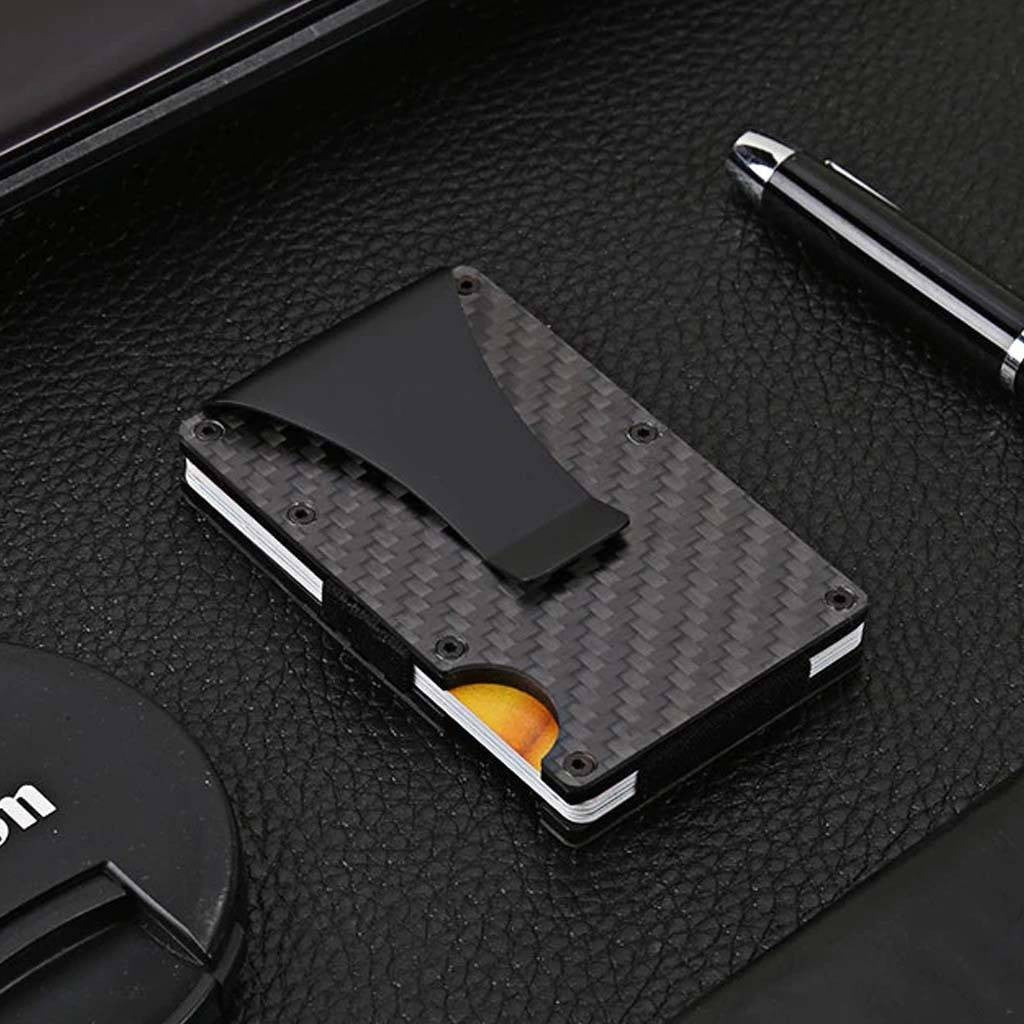 CARBON MONEY CLIP HOLDER FOR BANK CARDS - BLACK