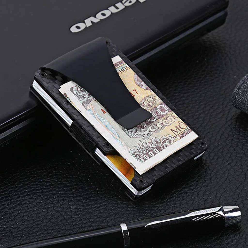 CARBON MONEY CLIP HOLDER FOR BANK CARDS - BLACK