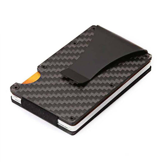 CARBON MONEY CLIP HOLDER FOR BANK CARDS - BLACK