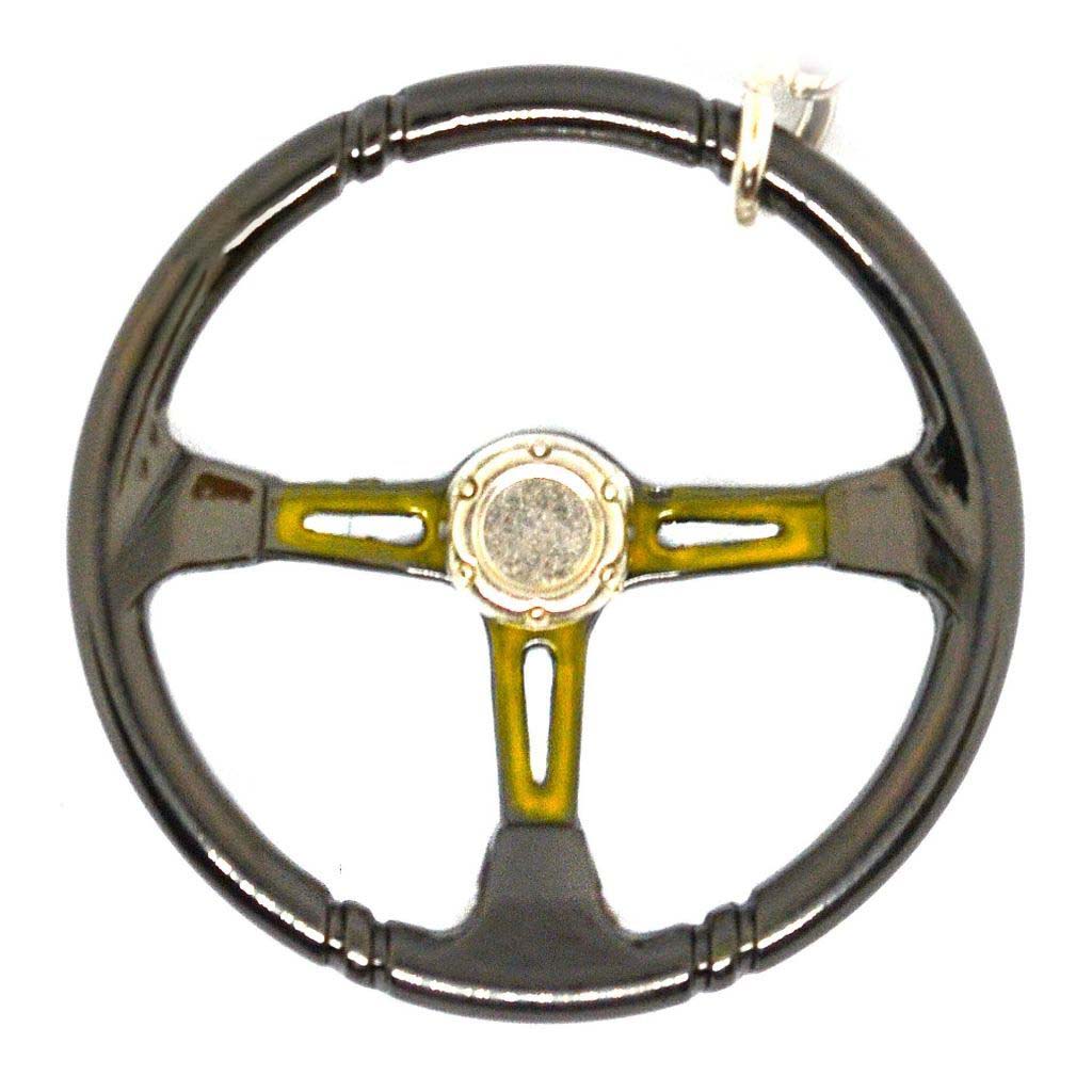 RACING STEERING WHEEL KEYCHAIN - YELLOW