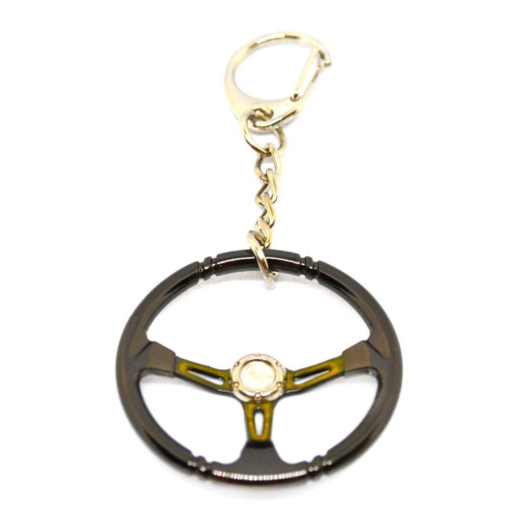 RACING STEERING WHEEL KEYCHAIN - YELLOW