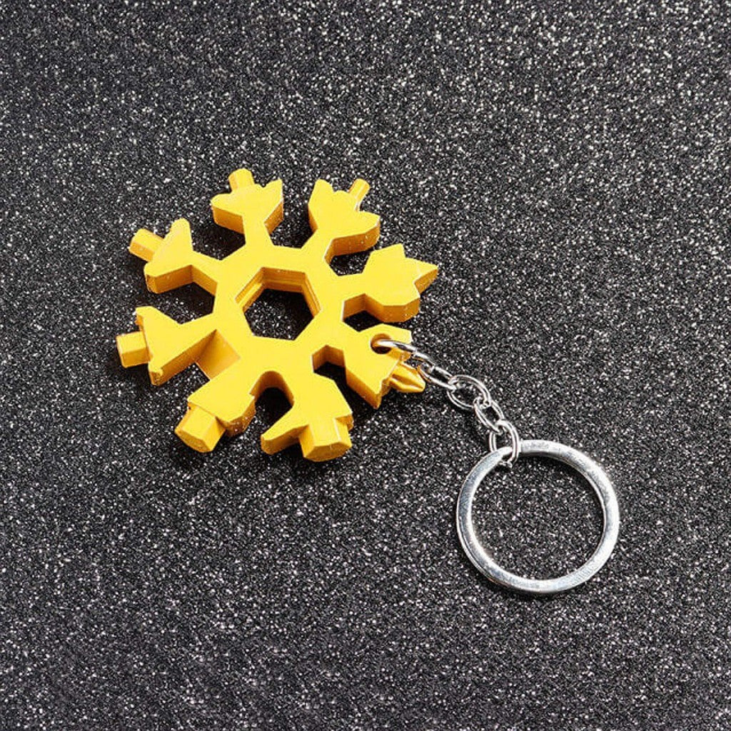 MULTITOOL KEYCHAIN "SNOWFLAKE" 18 IN 1 - YELLOW
