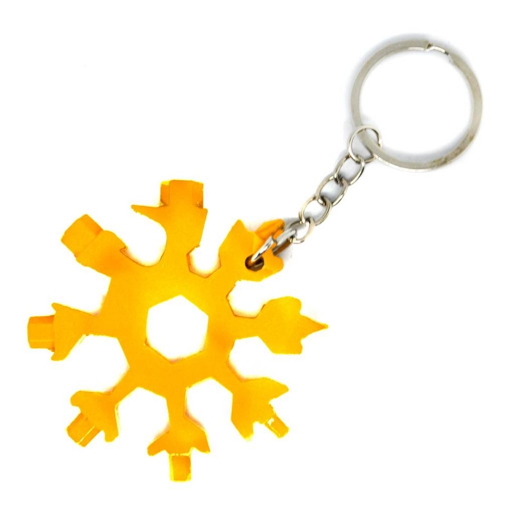 MULTITOOL KEYCHAIN "SNOWFLAKE" 18 IN 1 - YELLOW