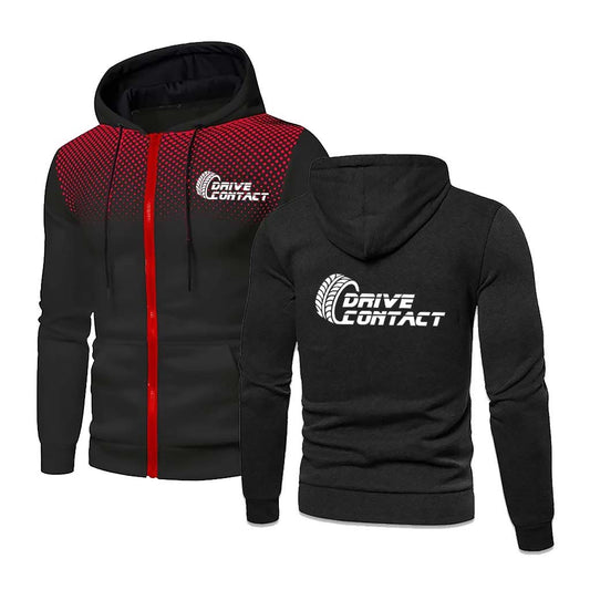 DriveContact Men's Printed Hoodie - RED & BLACK