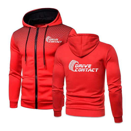 DriveContact Men's Track Hoodie - RED & WHITE