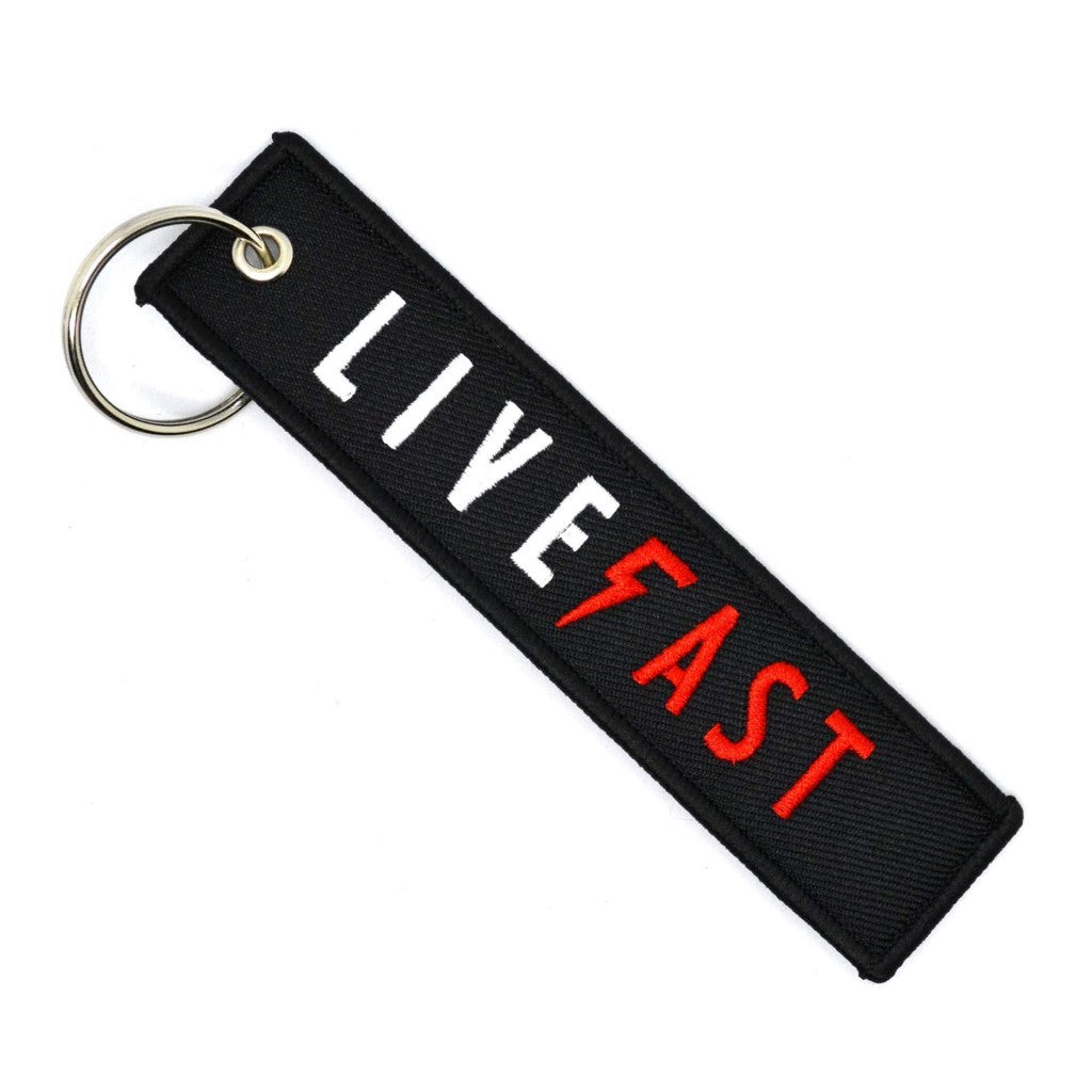 LIVE FAST - A durable, fabric keychain. A stylish and functional addition to your look.