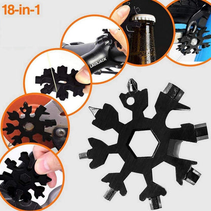 MULTITOOL KEYCHAIN "SNOWFLAKE" 18 IN 1 - BLACK