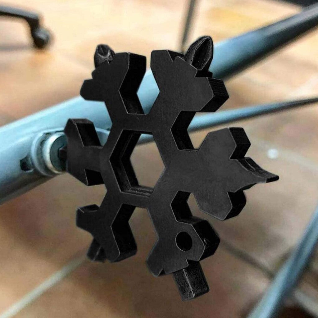 MULTITOOL KEYCHAIN "SNOWFLAKE" 18 IN 1 - BLACK