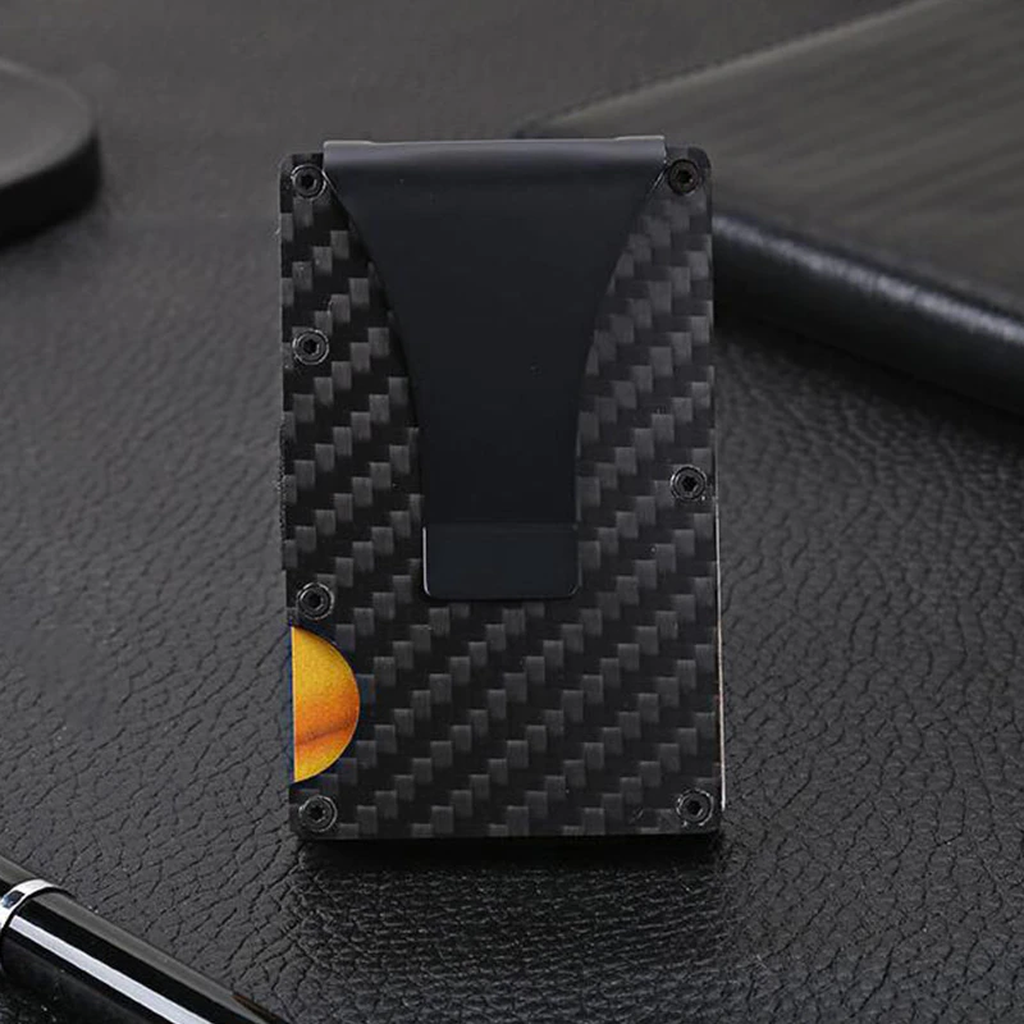 CARBON MONEY CLIP HOLDER FOR BANK CARDS - BLACK